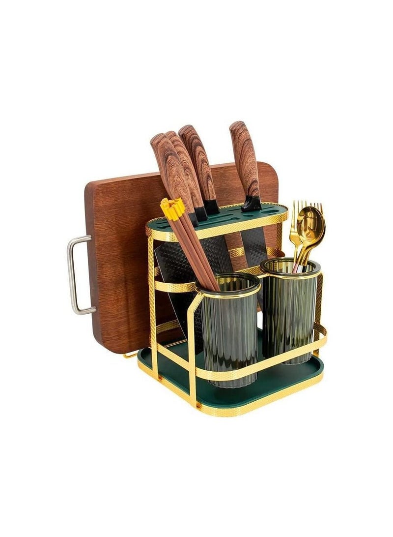 سبيس شوب أواني تخزين الرف عيدان ملعقة شوكة حامل مُنظِم لوح تقطيع رف سكين تخزين الرف المطبخ كونترتوب المنظم الرف - Image 2